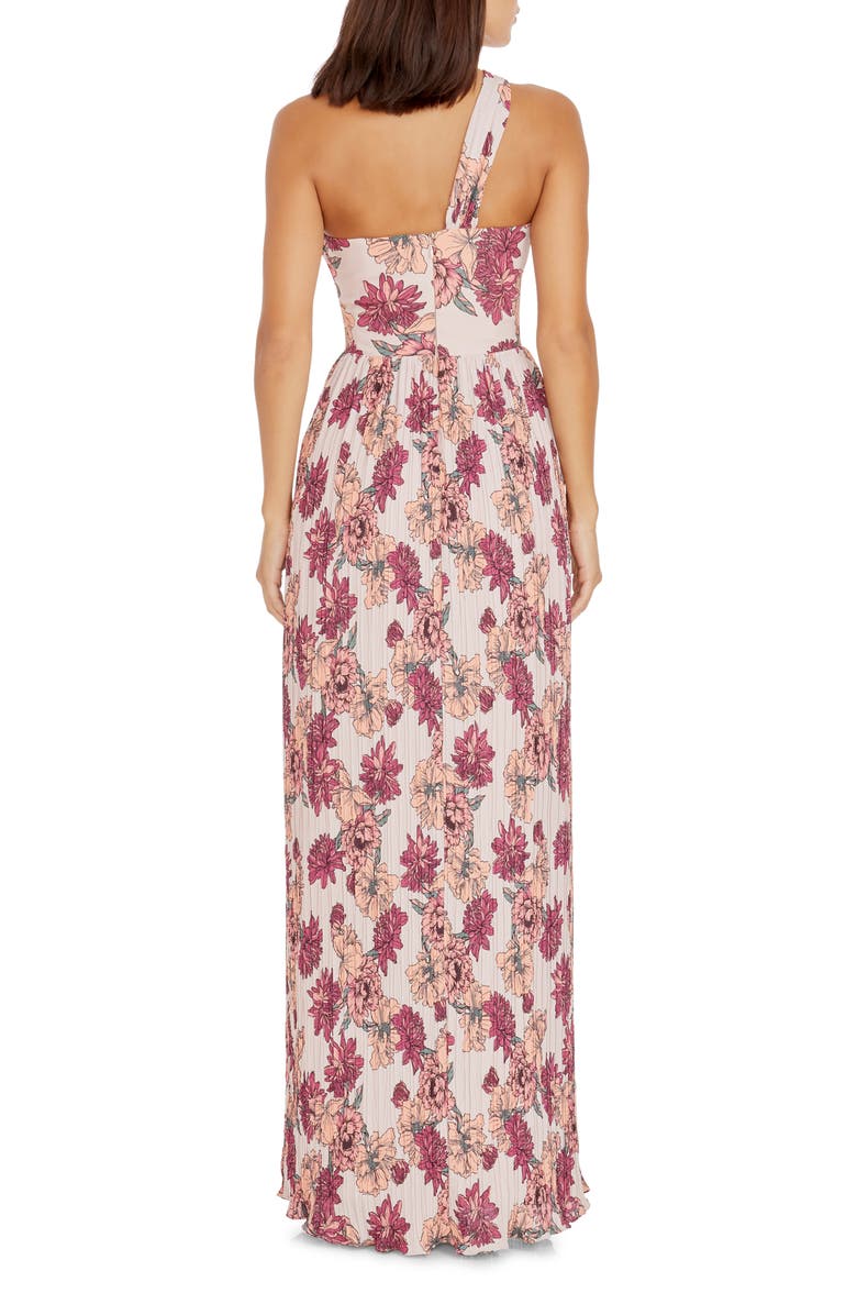 Dress the Population Idalia Floral One-Shoulder Gown, Alternate, color, Peach Multi