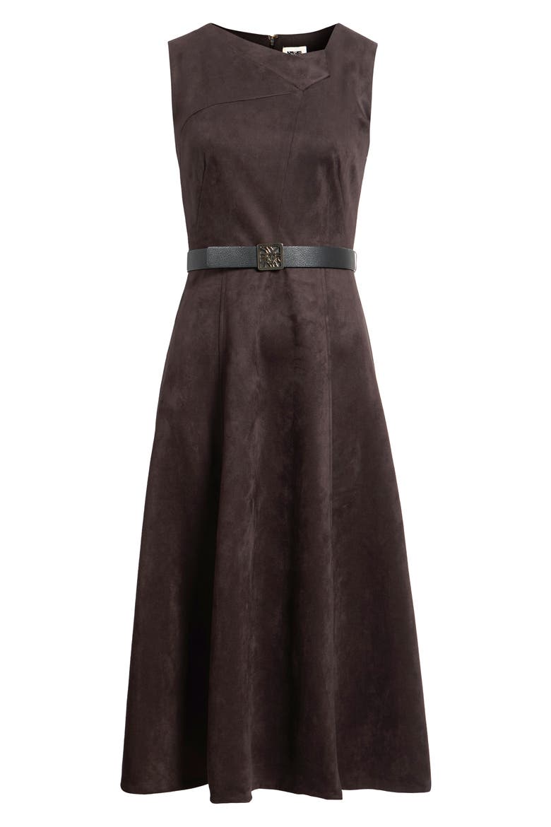 Folded Drape Neck Midi Dress, Alternate, color, DEEP MAHOGANY
