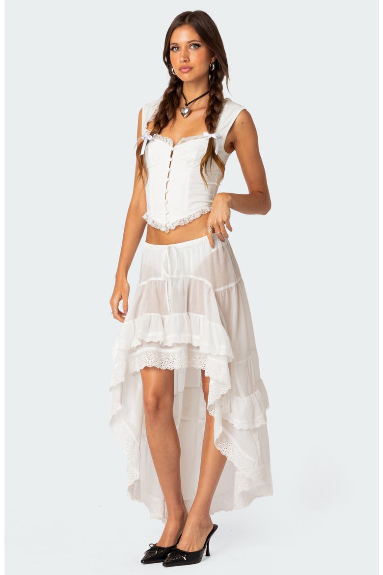 Lace Trim Sweetheart Neck Corset Top, Alternate, color, WHITE