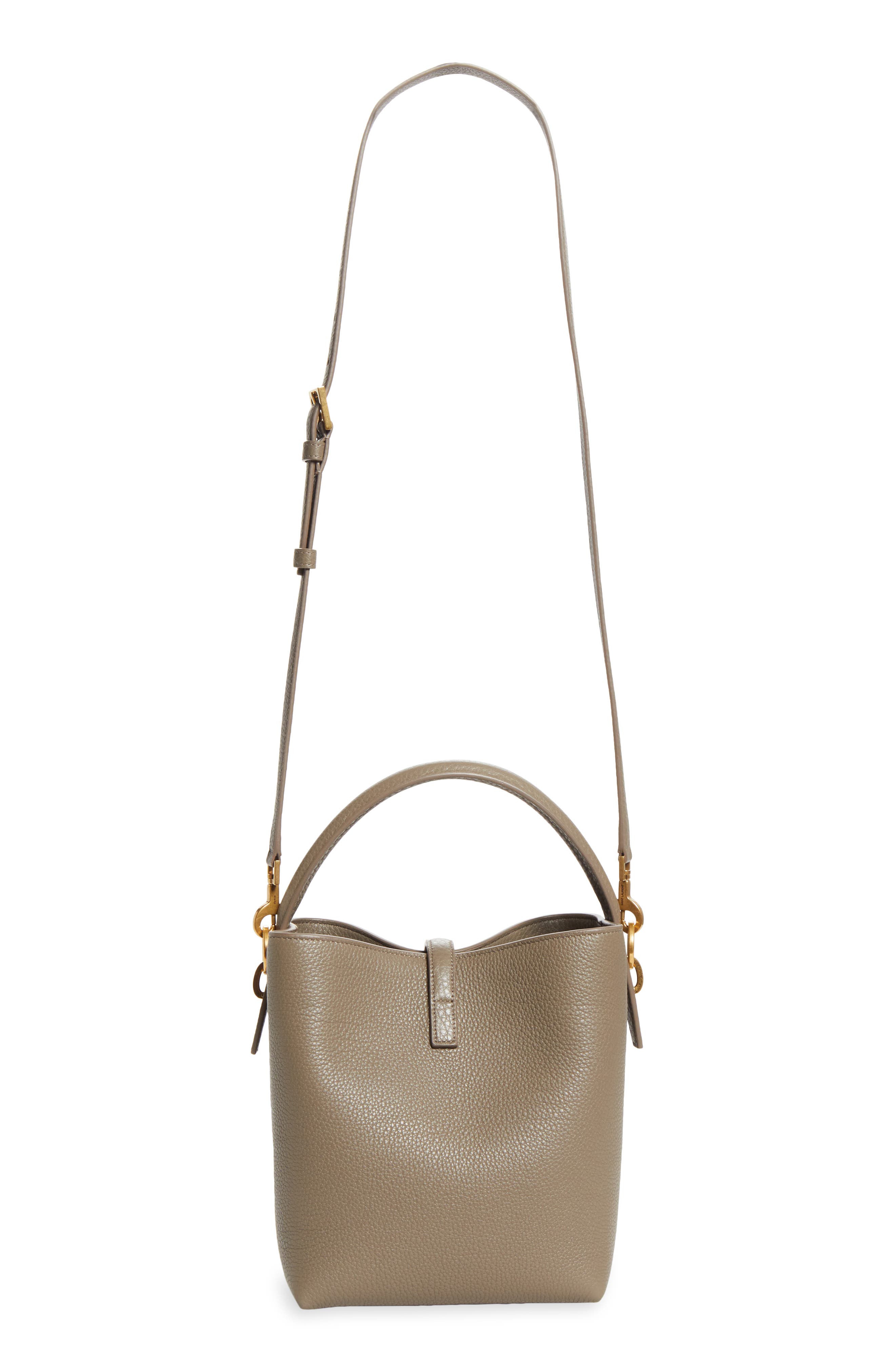 Saint Laurent Small Le 37 Leather Bucket Bag, Alternate, color, Light Taupe