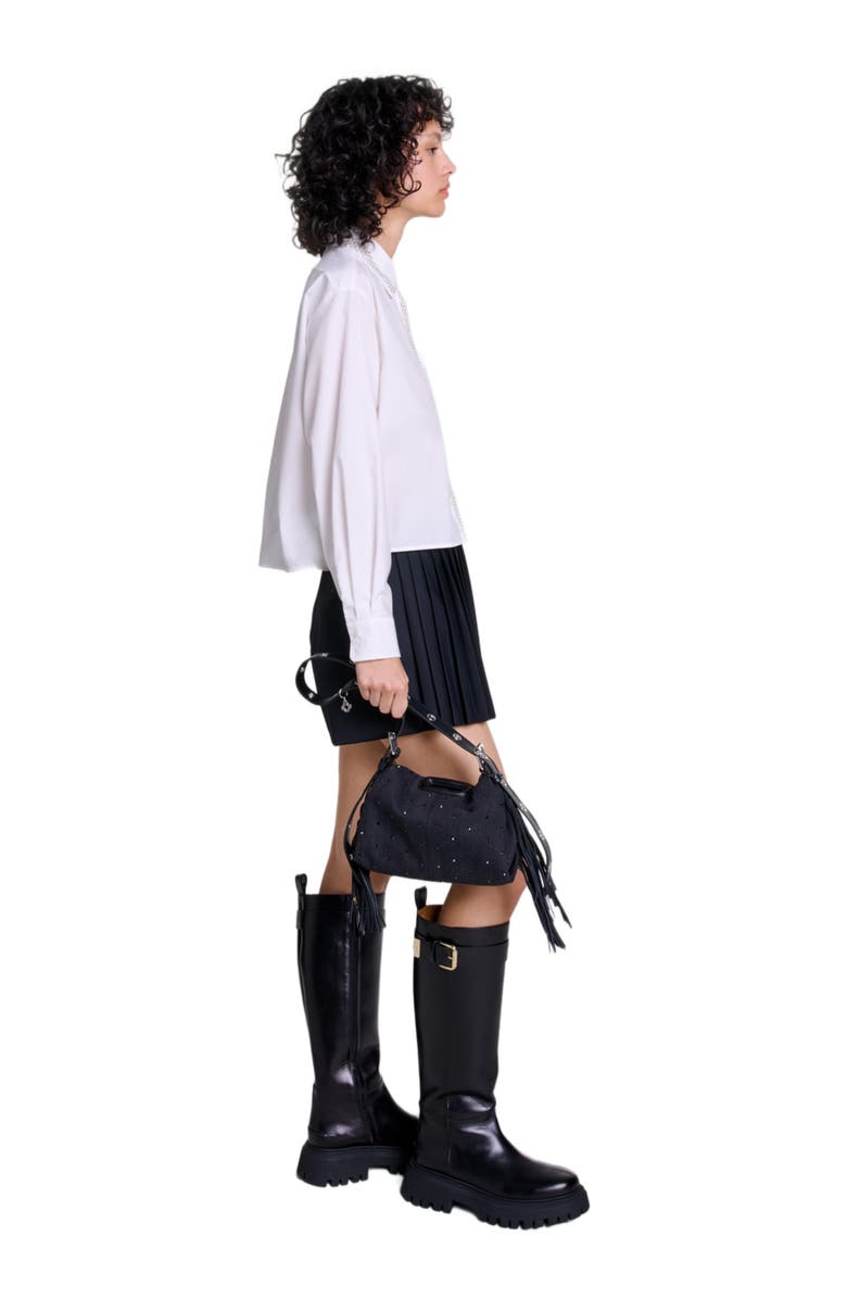 maje Beaded cropped shirt, Alternate, color, 