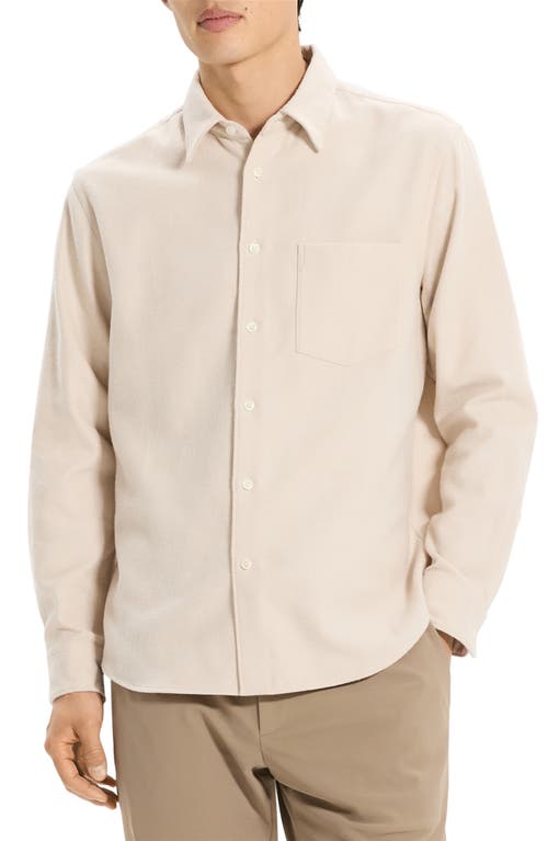 Theory Weekend Brushed Cotton Twill Button-up Shirt In Gray