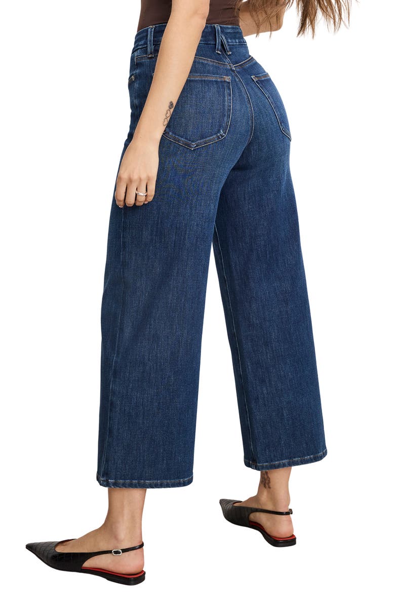Good American Soft-Tech Good Waist Crop Wide Leg Palazzo Jeans, Alternate, color, Indigo977