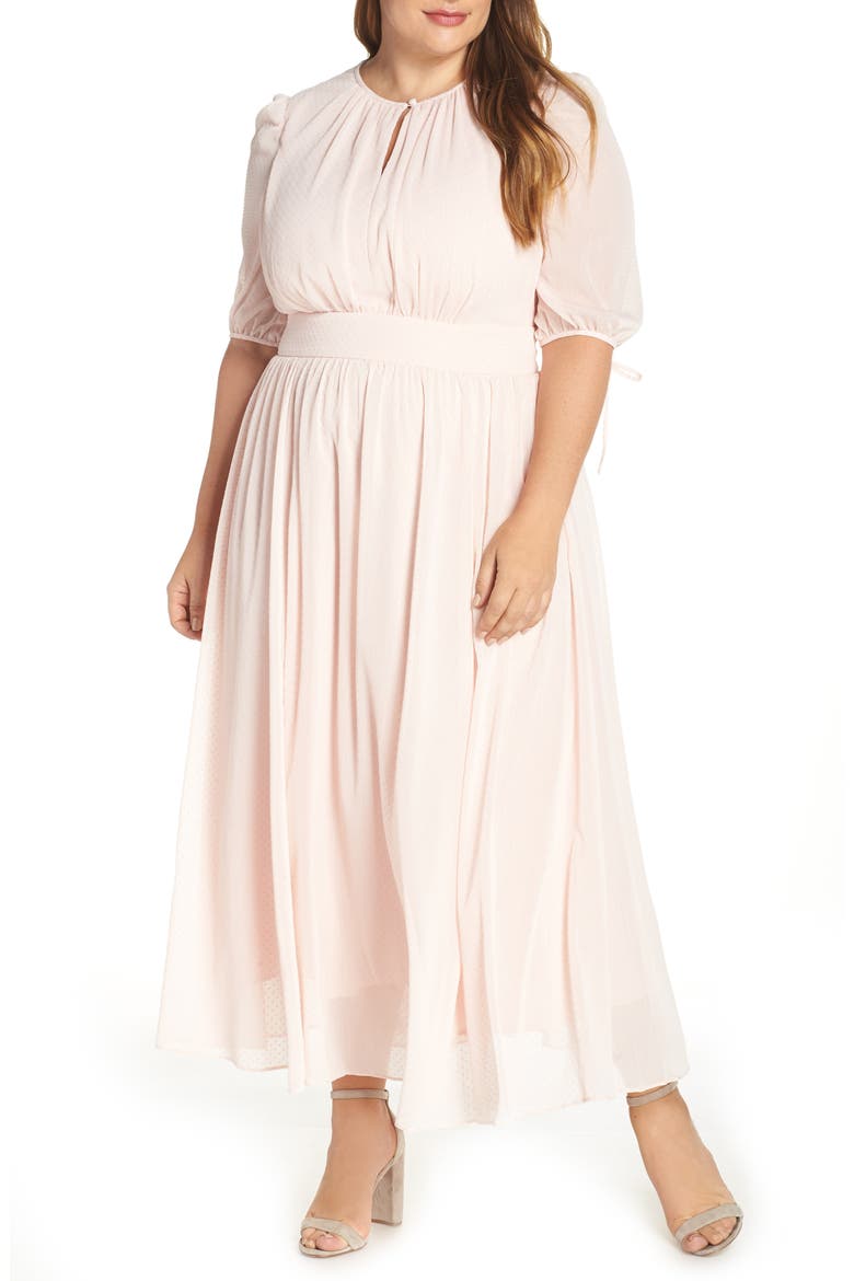 Louise Mini Dot Flared Dress, Alternate, color, POWDER