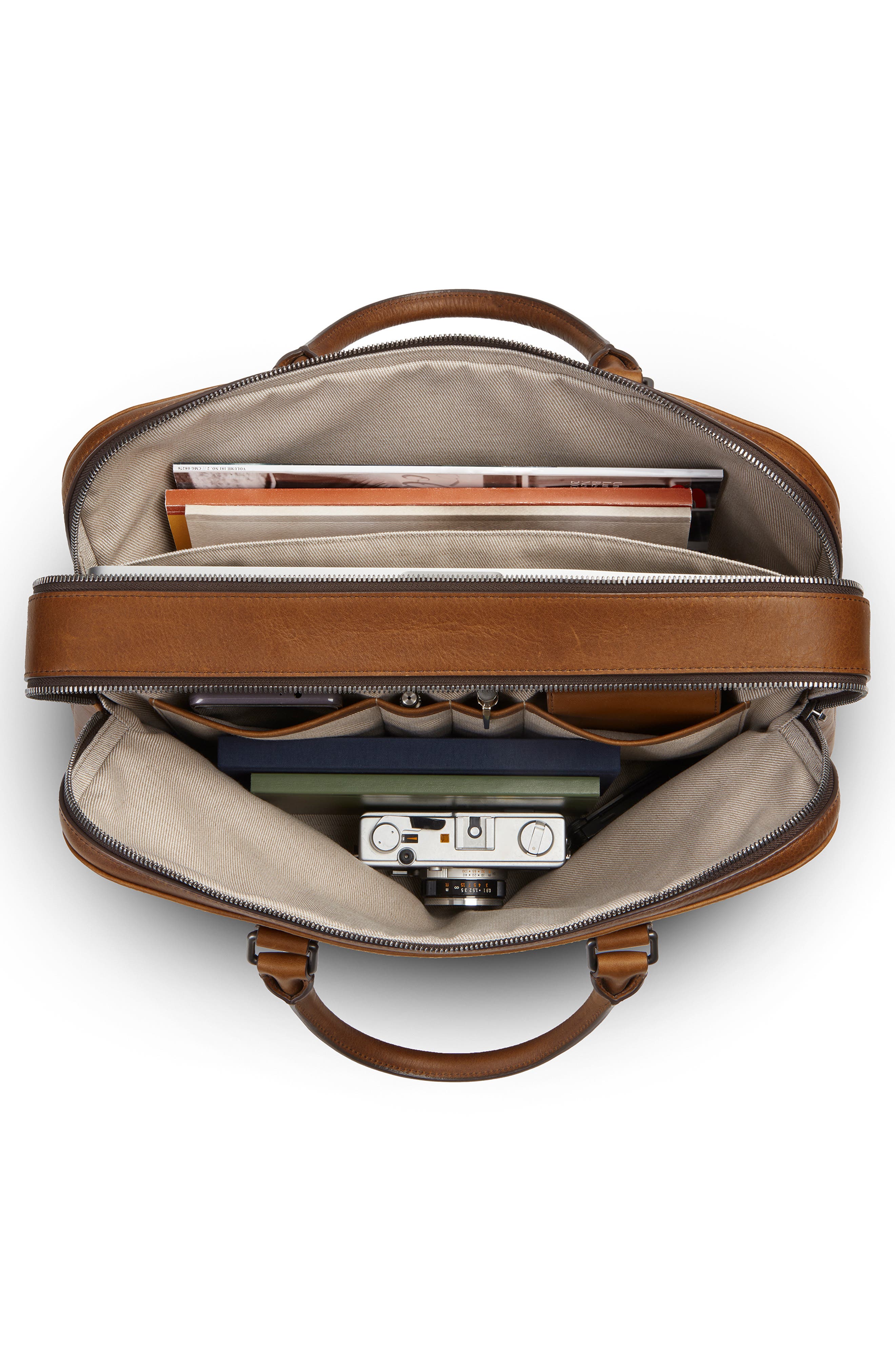 Shinola Double Zip Navigator Leather Briefcase, Alternate, color, Medbrown