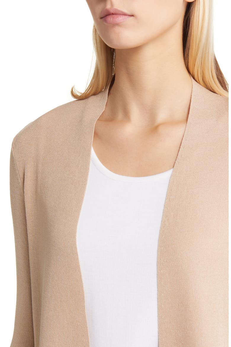 Peplum Long Cardigan, Alternate, color, LATTE