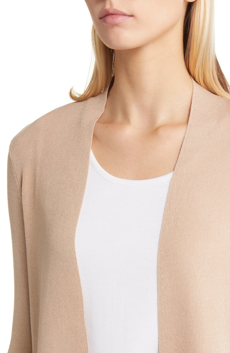 Anne Klein Peplum Long Cardigan, Alternate, color, Latte