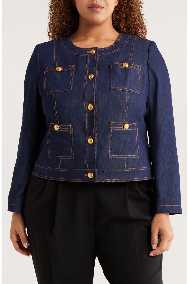 Crop Denim Jacket, Alternate, color, DENIM
