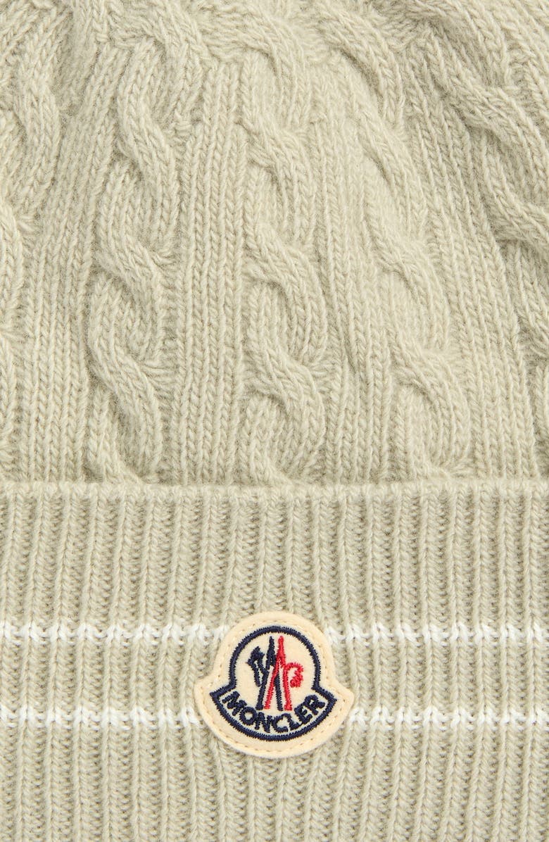 Moncler Kids' Cable Knit Virgin Wool Blend Beanie, Alternate, color, Mint