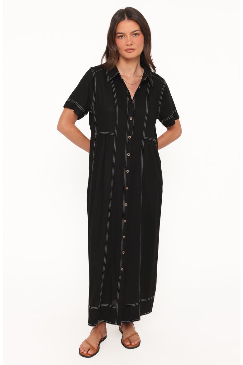 Wickson Contrast Stitch Maxi Dress, Alternate, color, BLACK