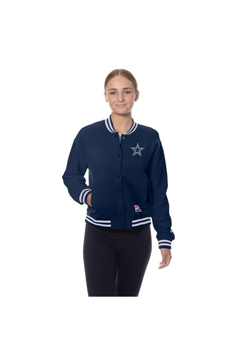 Women's New Era  Navy Dallas Cowboys Throwback Fleece Full-Snap Jacket, Main, color, Navy