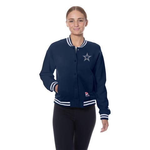 Women's New Era  Navy Dallas Cowboys Throwback Fleece Full-Snap Jacket