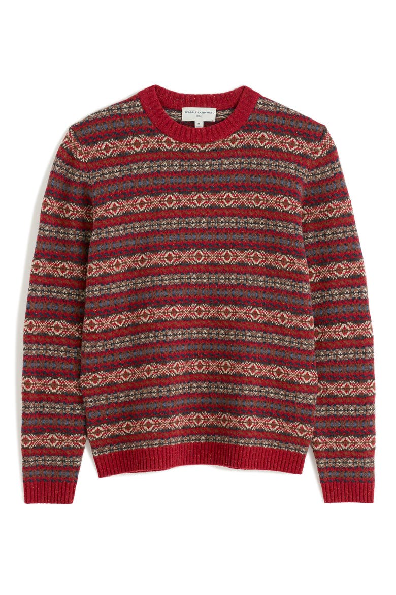Carracks Fair Isle Wool Blend Crewneck Sweater, Alternate, color, EWIN DARK CINNAMON