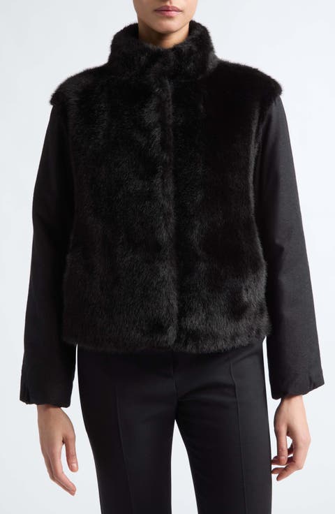 Faux Fur Mixed Media Jacket