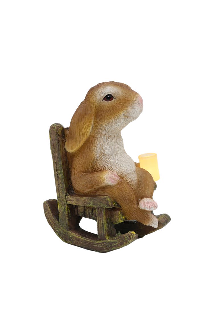 Resin Bunny in Chair with LED Multicolored for Spring Tabletop Lighting, Alternate, color, Multicolored