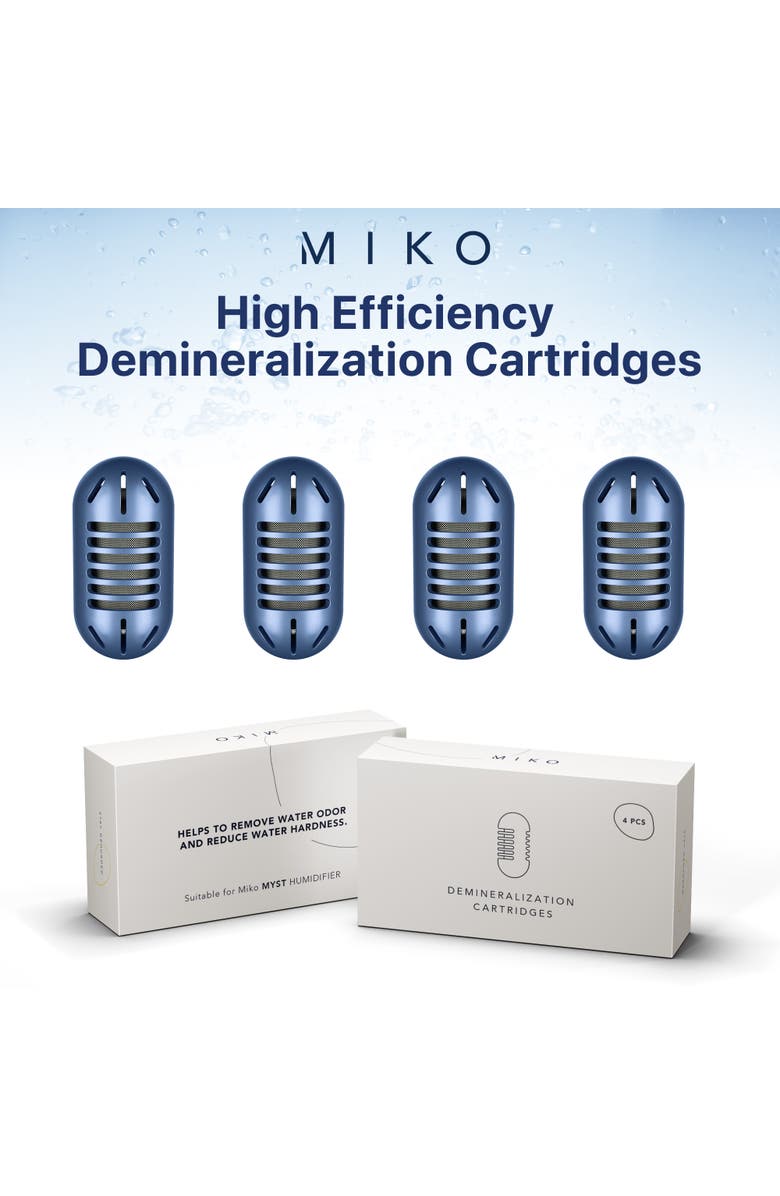 MIKO Water Demineralization Cartridges - 4-Pack for Ultrasonic Humidifiers, Alternate, color, White
