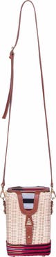 K'ai & Vrosi Leather & Woven Straw Crossbody Bag