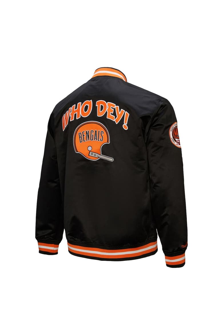 Men's Mitchell & Ness Black Cincinnati Bengals Double Down Satin Full-Snap Jacket, Alternate, color, Black