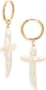 Child of Wild Esther Freshwater Pearl Cross Earrings