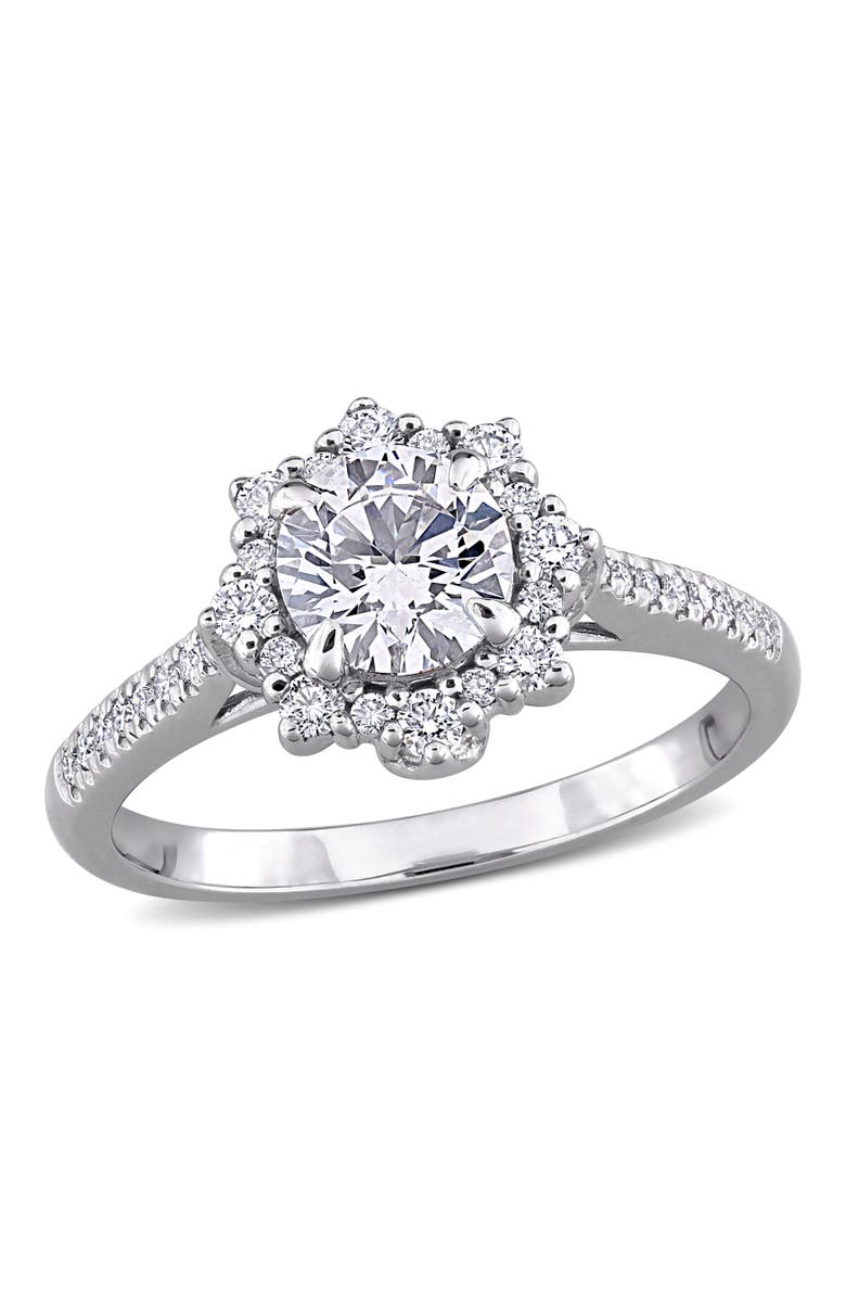 Julianna B. Lab-Grown Diamond Halo Engagement Ring 14k, Main, color, White Gold