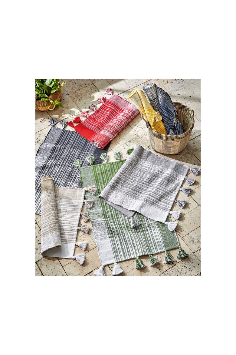 Tassel Plaid Doormat Stylish Home Entryway Rug, Alternate, color, Gray