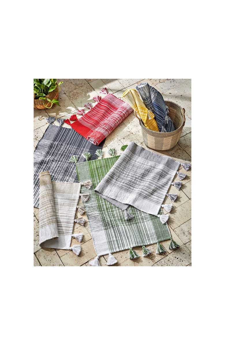 tag Tassel Plaid Doormat Stylish Home Entryway Rug, Alternate, color, Blue