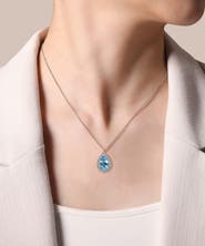 Gabriel & Co. Bujukan Blue Topaz Teardrop Pendant Necklace