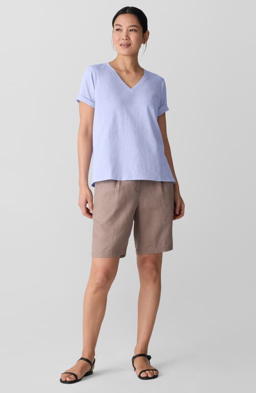 Eileen Fisher Easy V-neck Organic Cotton T-shirt In Bellflower