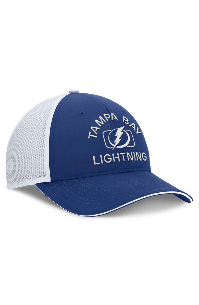 FANATICS Men's Fanatics Blue/White Tampa Bay Lightning Authentic Pro Rink Trucker Hat, Alternate, color, 
