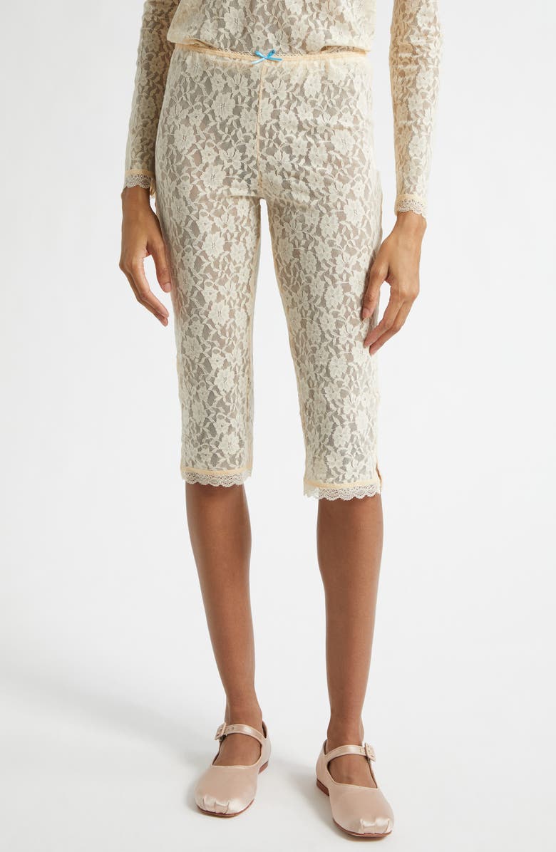 Sandy Liang Barlow Lace Capris, Main, color, Ivory