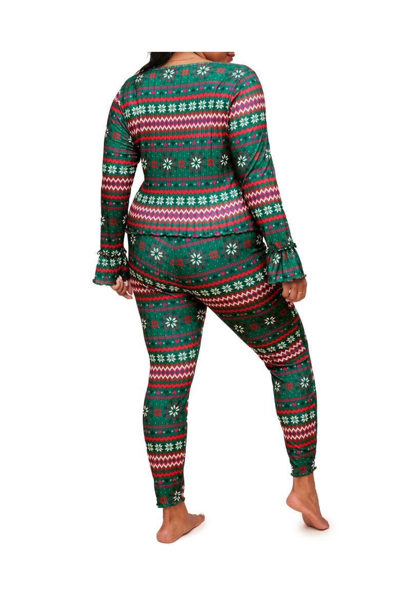 Adore Me Audra Pajama Long Sleeve Top & Legging Set, Alternate, color, Novelty Green