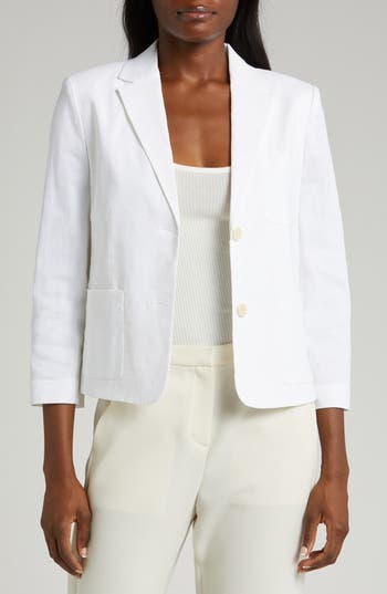 Theory Linen Blend Blazer In White