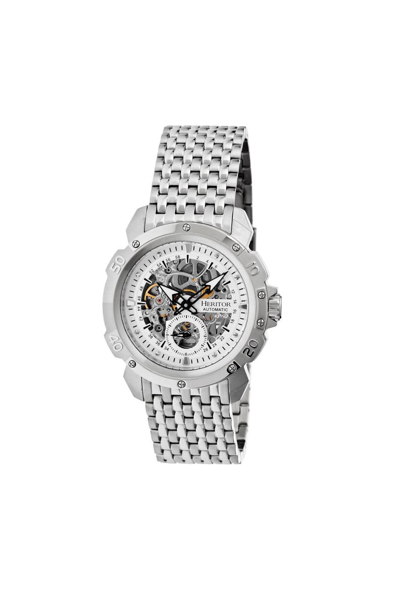 Conrad Skeleton Bracelet Watch, Main, color, Silver
