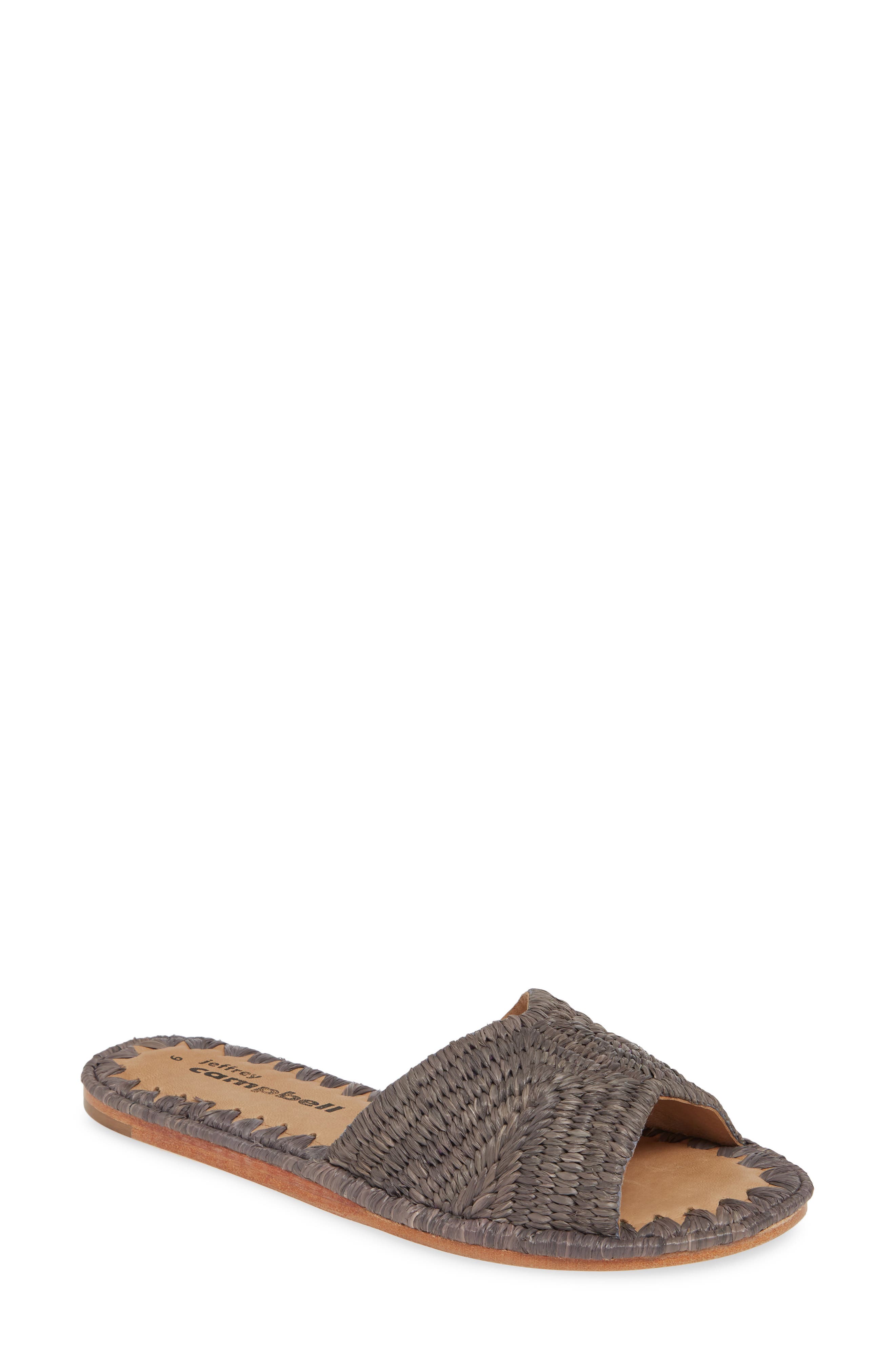 Dane Raffia Slide Sandal, Main, color, GREY