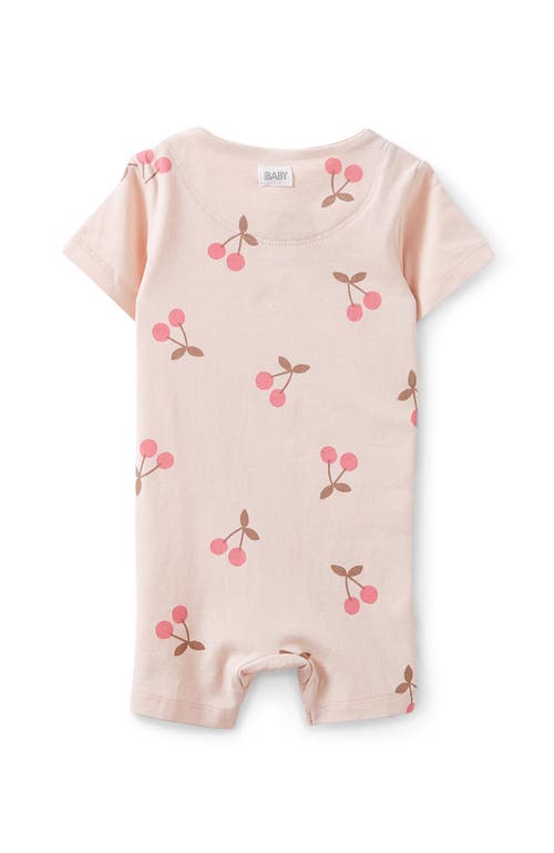 Cotton On Kids The Billie Short Sleeve Zip Romper In Pink Pearl Summer Cherries