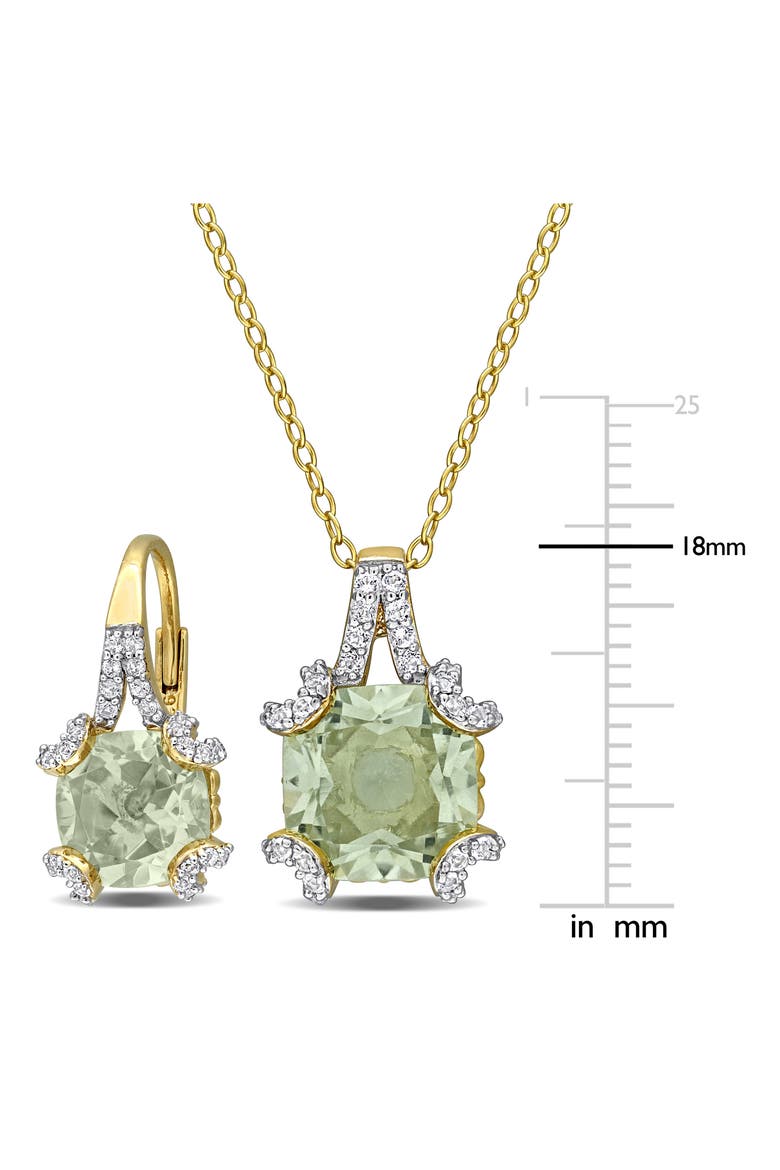 Green Quartz & White Topaz Pendant Necklace & Drop Earrings Set, Alternate, color, GREEN