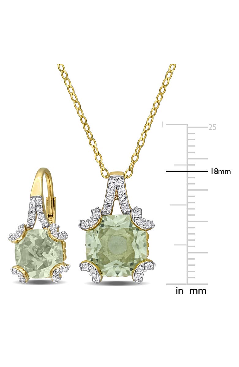 DELMAR Green Quartz & White Topaz Pendant Necklace & Drop Earrings Set, Alternate, color, Green