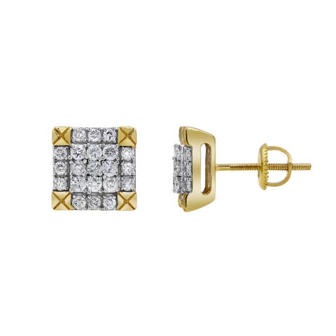 Diamond Trunk 14K Yellow Gold Diamond Stud Earrings - 0.75ct.