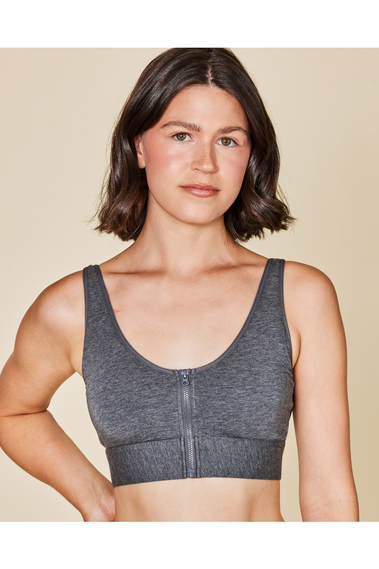 Wilderness Front Closure Bra Mastectomy Friendly, Main, color, Melange Grey