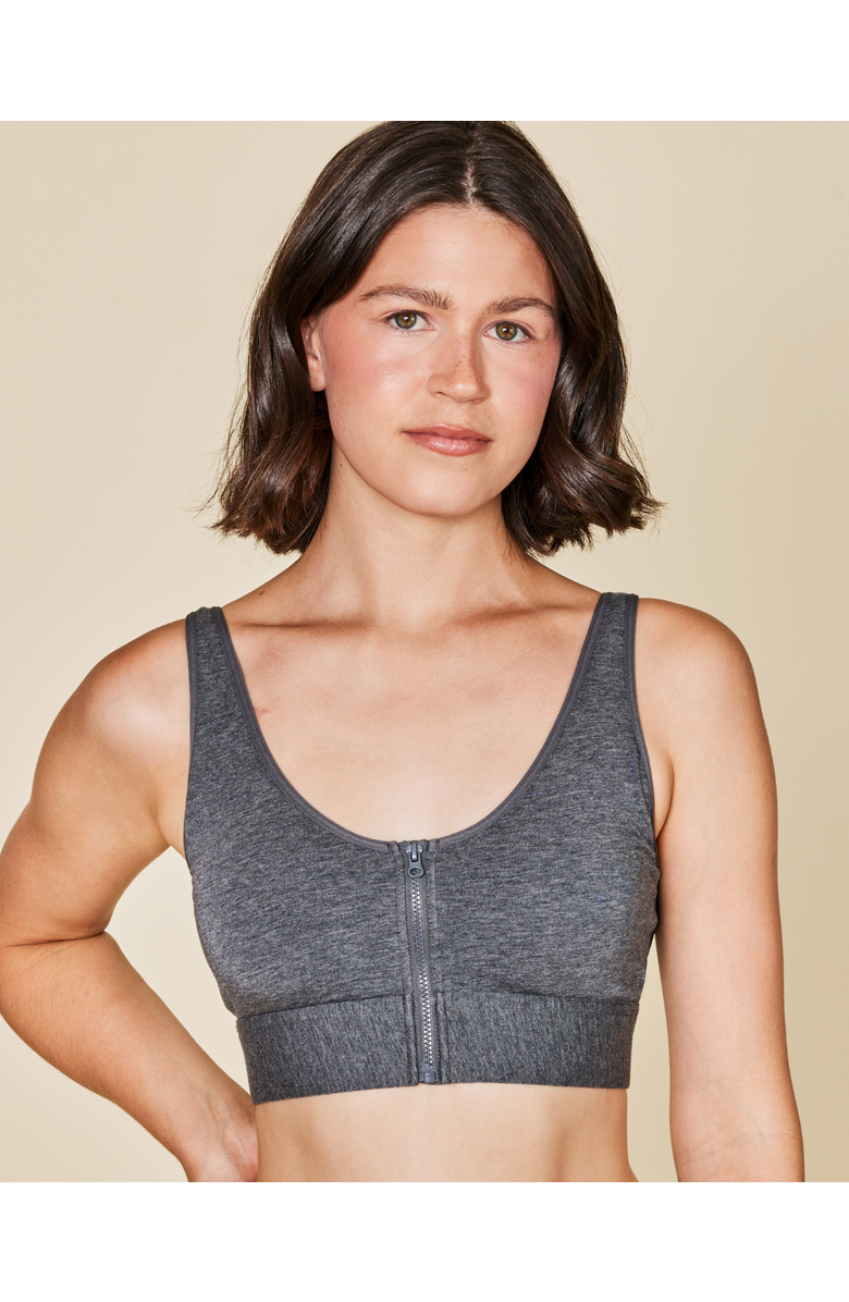 Meadow Wilderness Front Closure Bra Mastectomy Friendly, Main, color, Melange Grey
