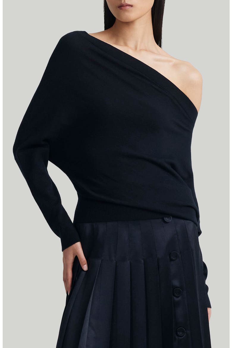Grainge One-Shoulder Cashmere Sweater, Alternate, color, BLACK