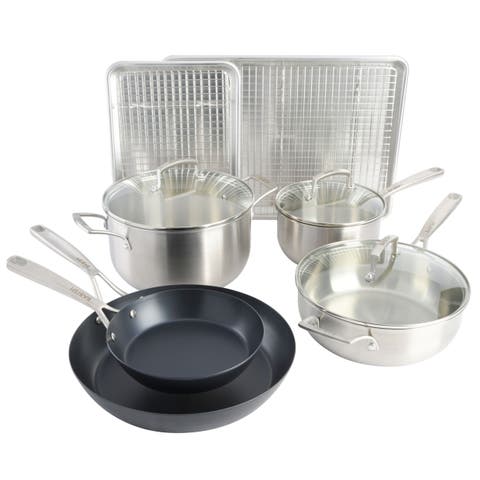12pc Stainless Steel Carbon Steel Aluminum Cookware Set