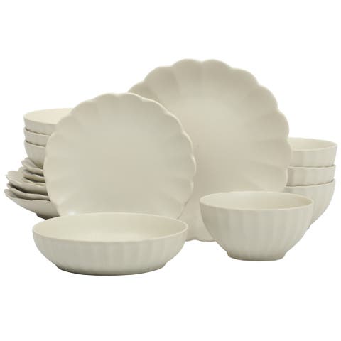 Malibu Shore 16-Piece Stoneware Plates and Bowls Dinnerware Set