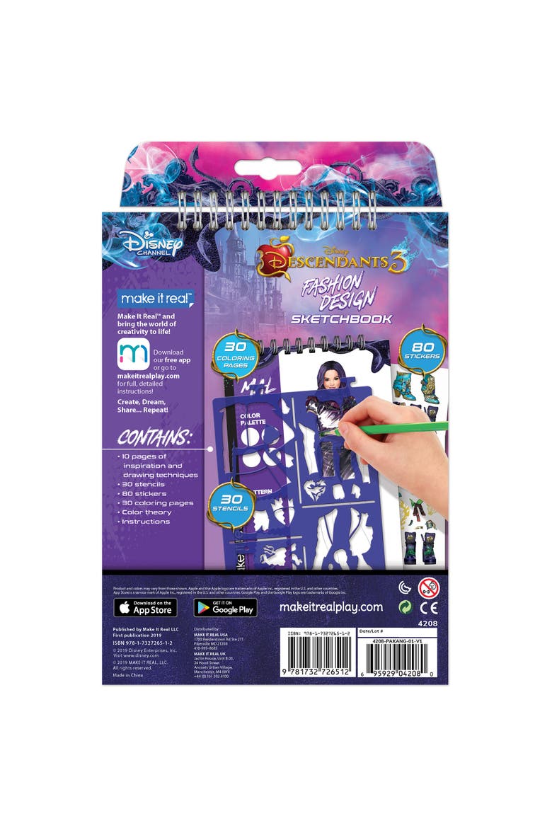3 Sketchbook Kit with 110 Stickers & Stencils, Alternate, color, Multicolored