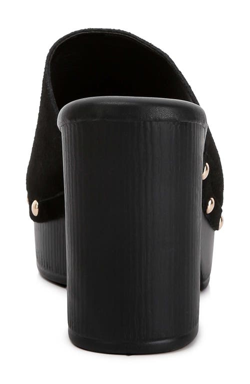 Rag & Co Cartera Suede High Block Heel Clogs In Black In Black