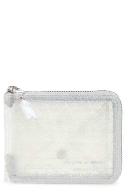 Clear Snakeskin Embossed Square Zip Around Wallet