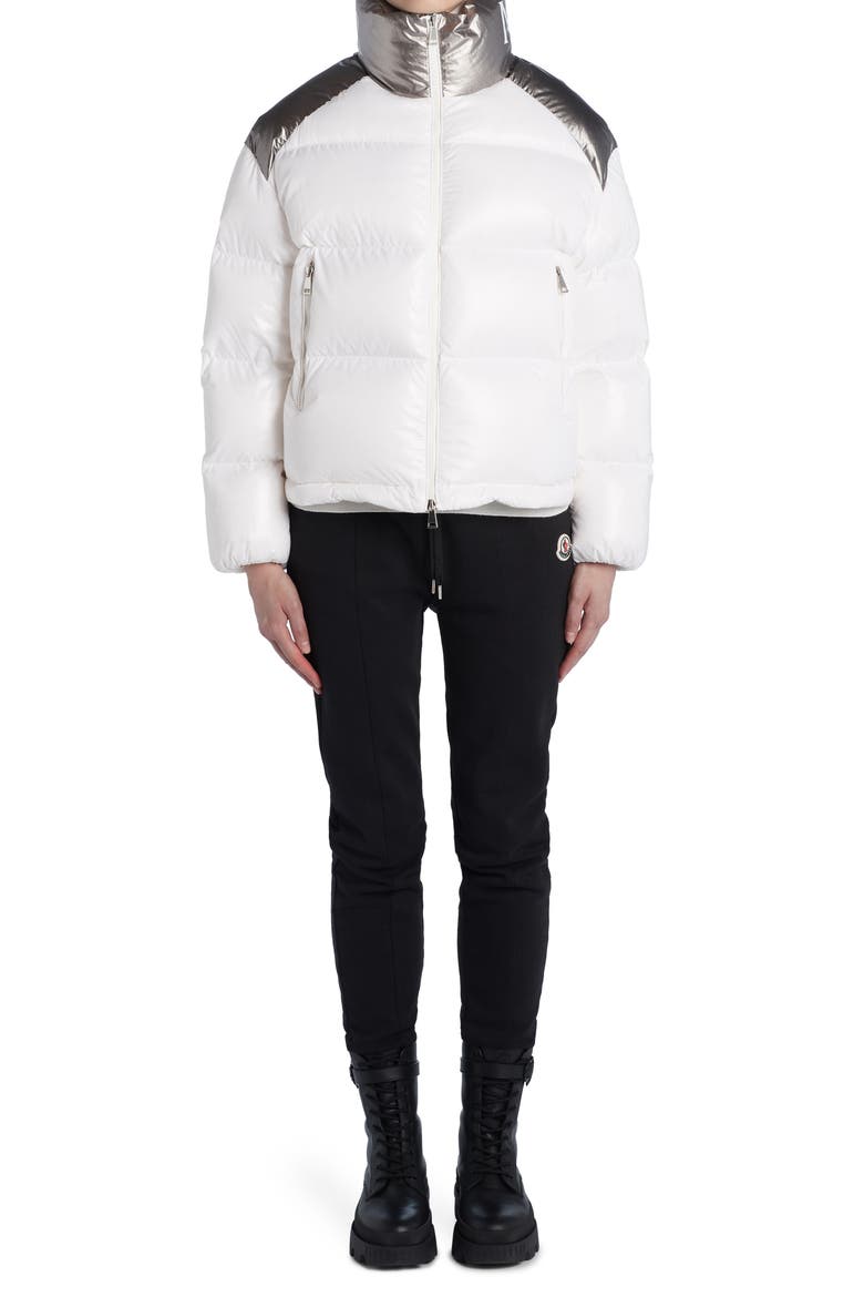 Cuscute Metallic Collar Down Puffer Jacket, Alternate, color, WHITE