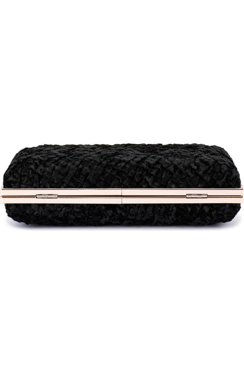Olga Berg Hazel Textured Velvet Frame Clutch, Alternate, color, Black
