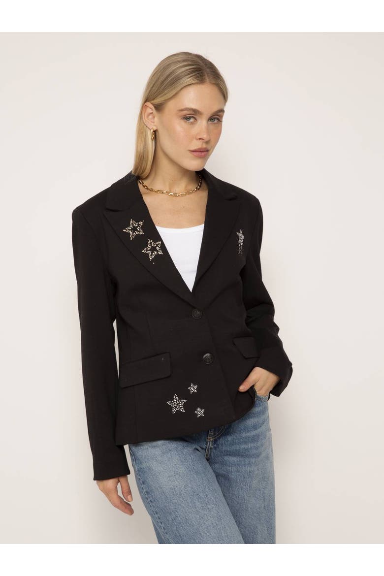 Junie Rhinestone Star Blazer, Alternate, color, BLACK