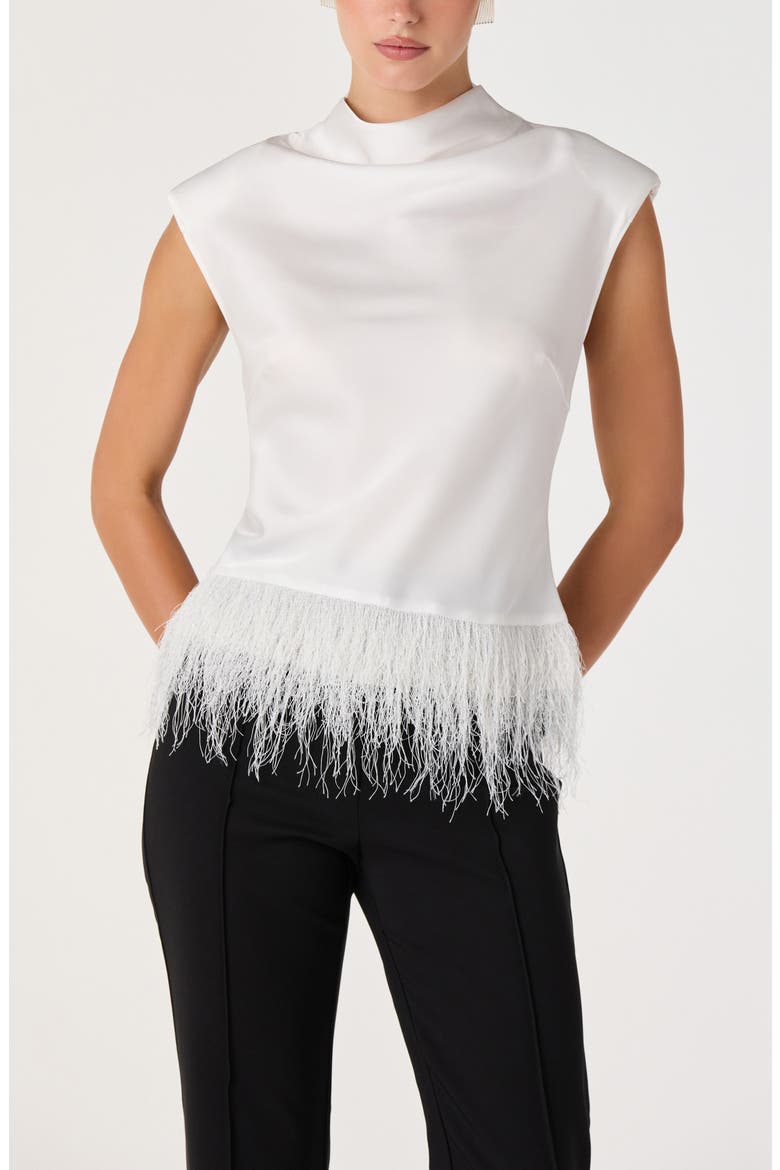 Falon Mock Neck Satin Top, Alternate, color, WHITE